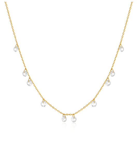  Starlit Drops - Gliederketten - Silber / 14kt GP - Zirkonia - 48cm